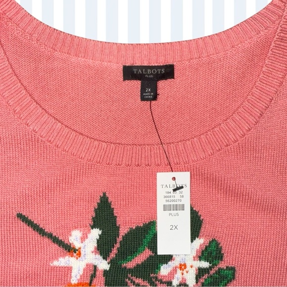 NWT Talbots BOLD ORANGES CREWNECK PULLOVER SWEATER 2X Pink/Orange - Picture 6 of 13